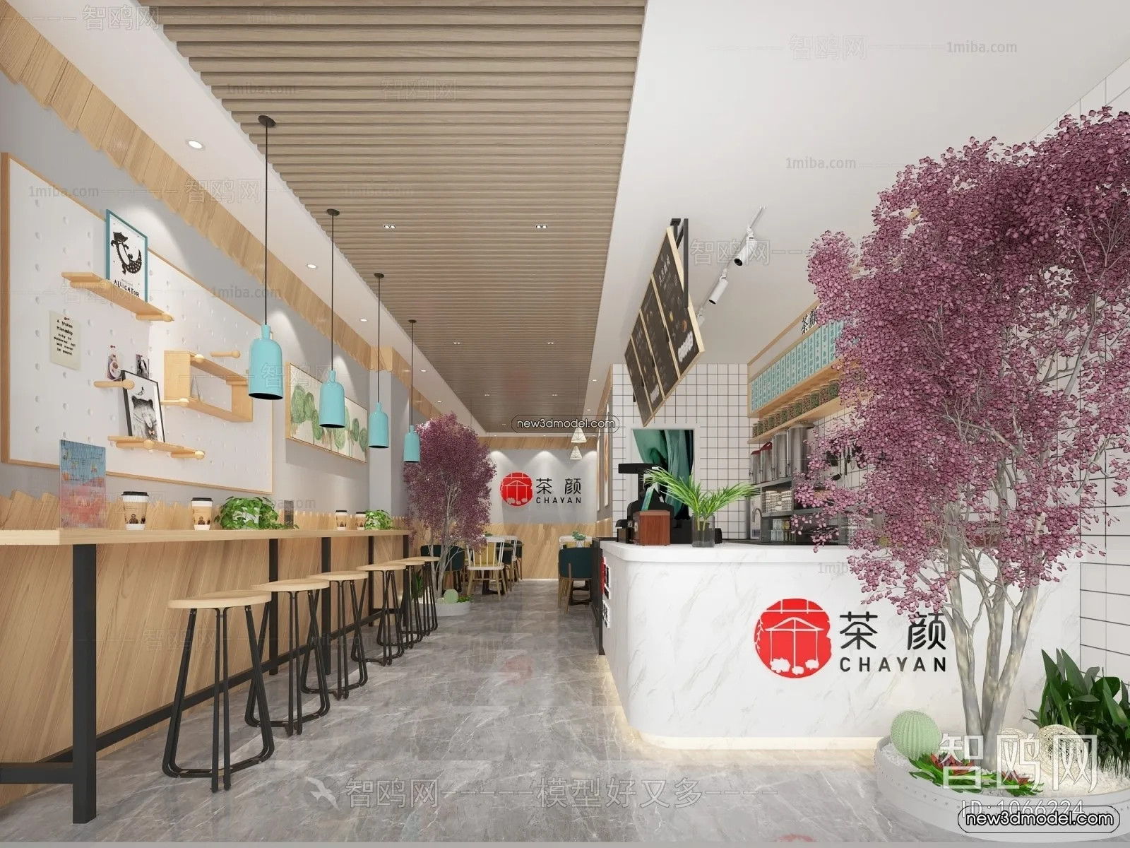 Restaurant and Fastfood 3D Scene – 3D Blocks – 030 – VRAY