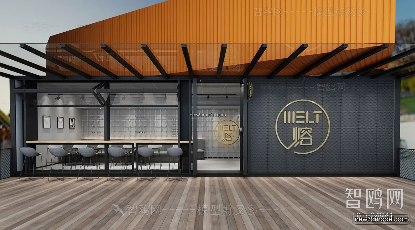 Restaurant and Fastfood 3D Scene – 3D Blocks – 045 – VRAY