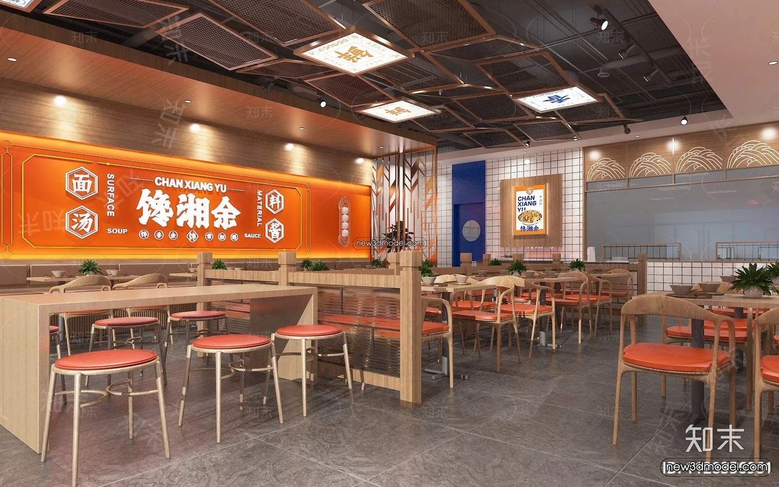 Restaurant and Fastfood 3D Scene – 3D Blocks – 046 – VRAY