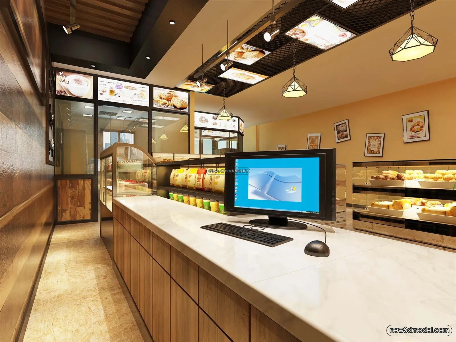 Restaurant and Fastfood 3D Scene – 3D Blocks – 055 – VRAY