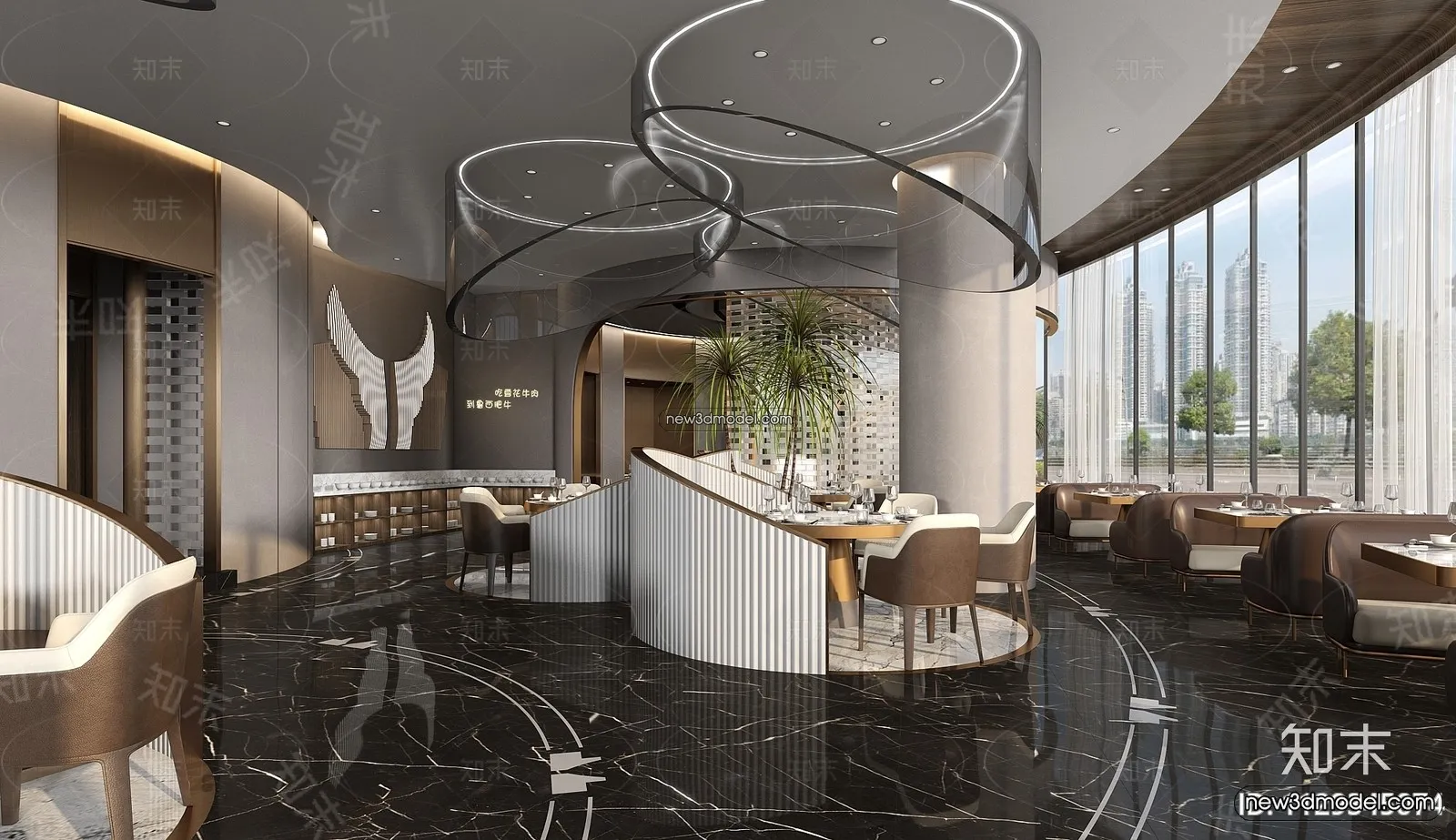 Restaurant and Fastfood 3D Scene – 3D Blocks – 057 – VRAY