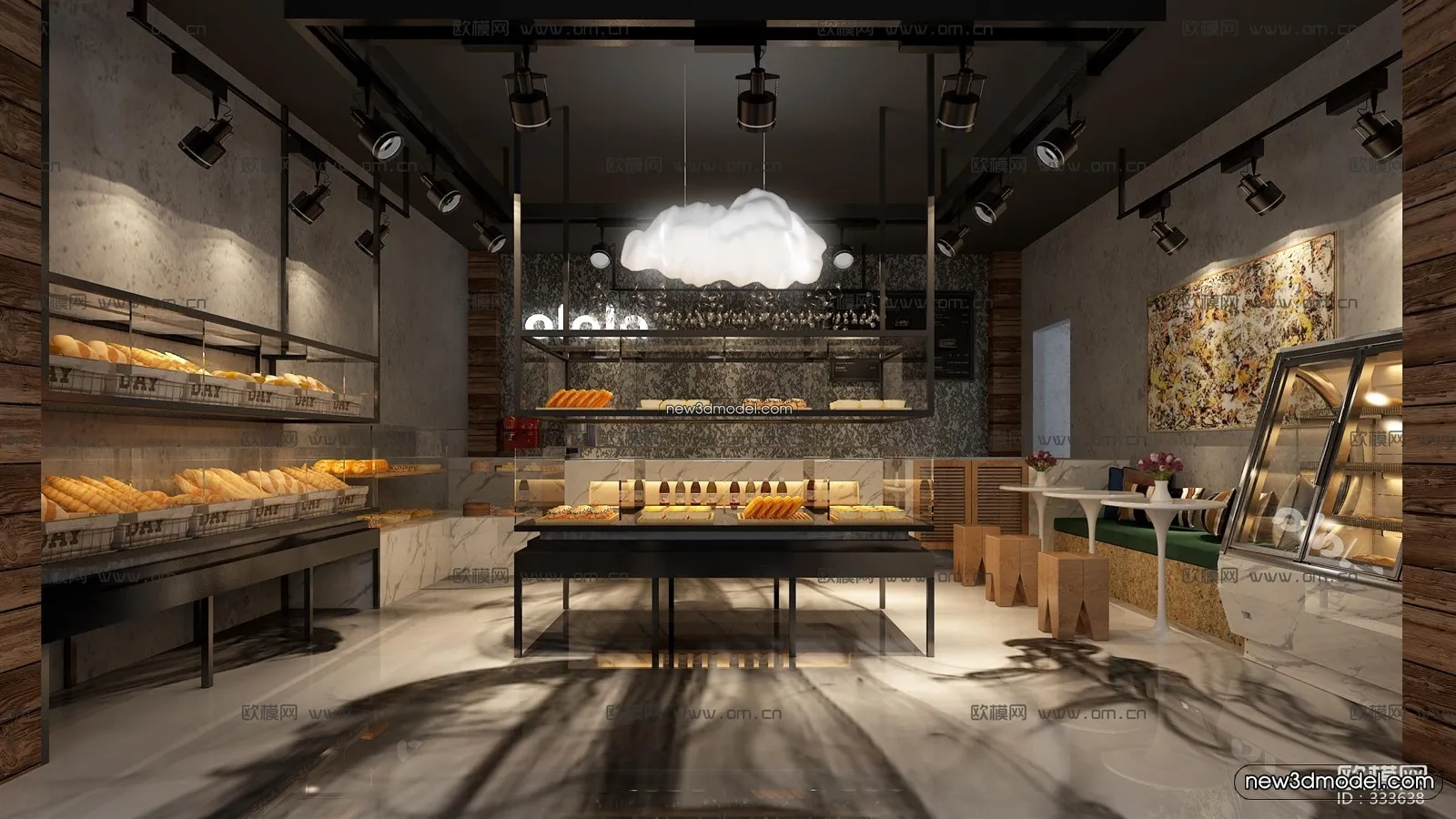 Restaurant and Fastfood 3D Scene – 3D Blocks – 058 – VRAY