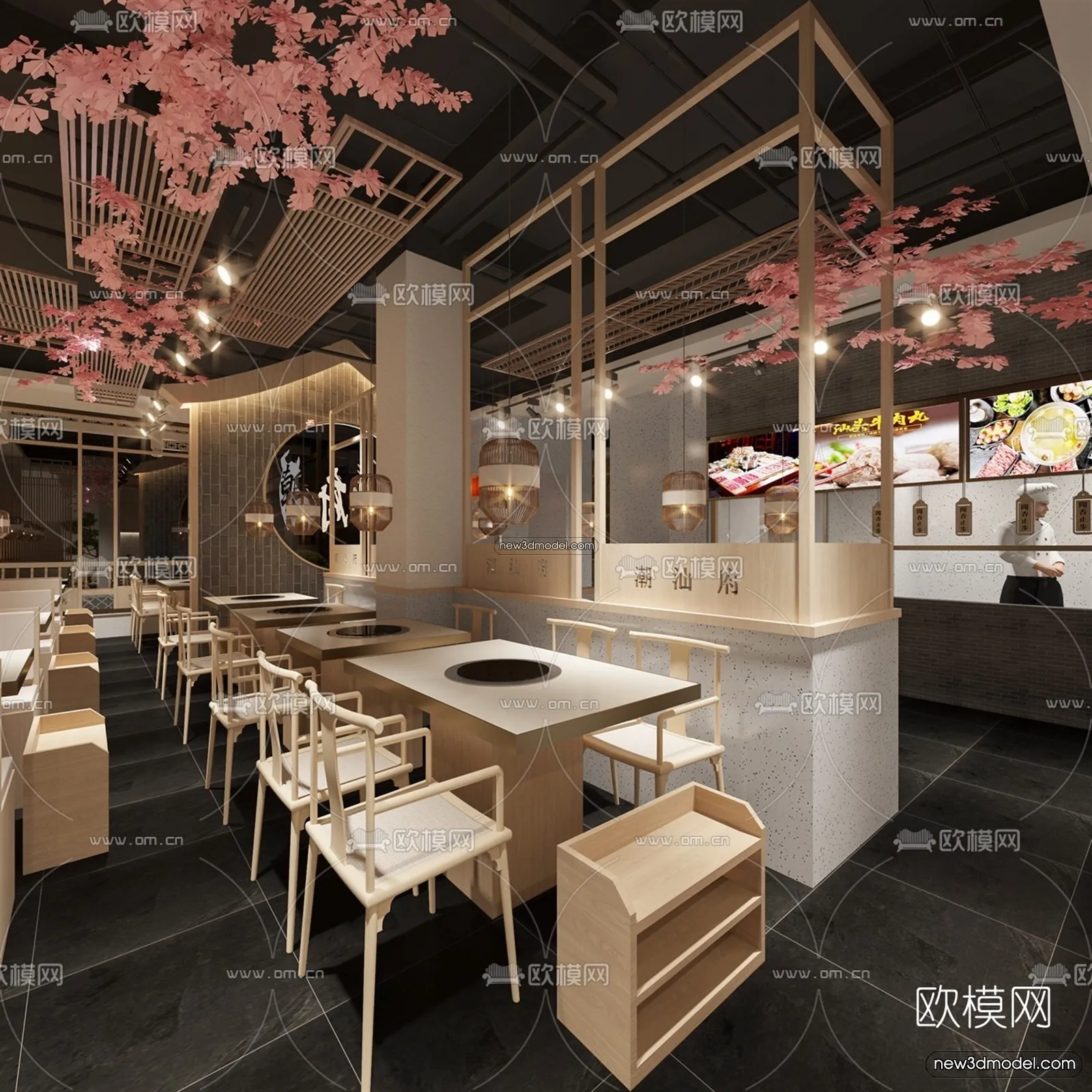 Restaurant and Fastfood 3D Scene – 3D Blocks – 066 – VRAY