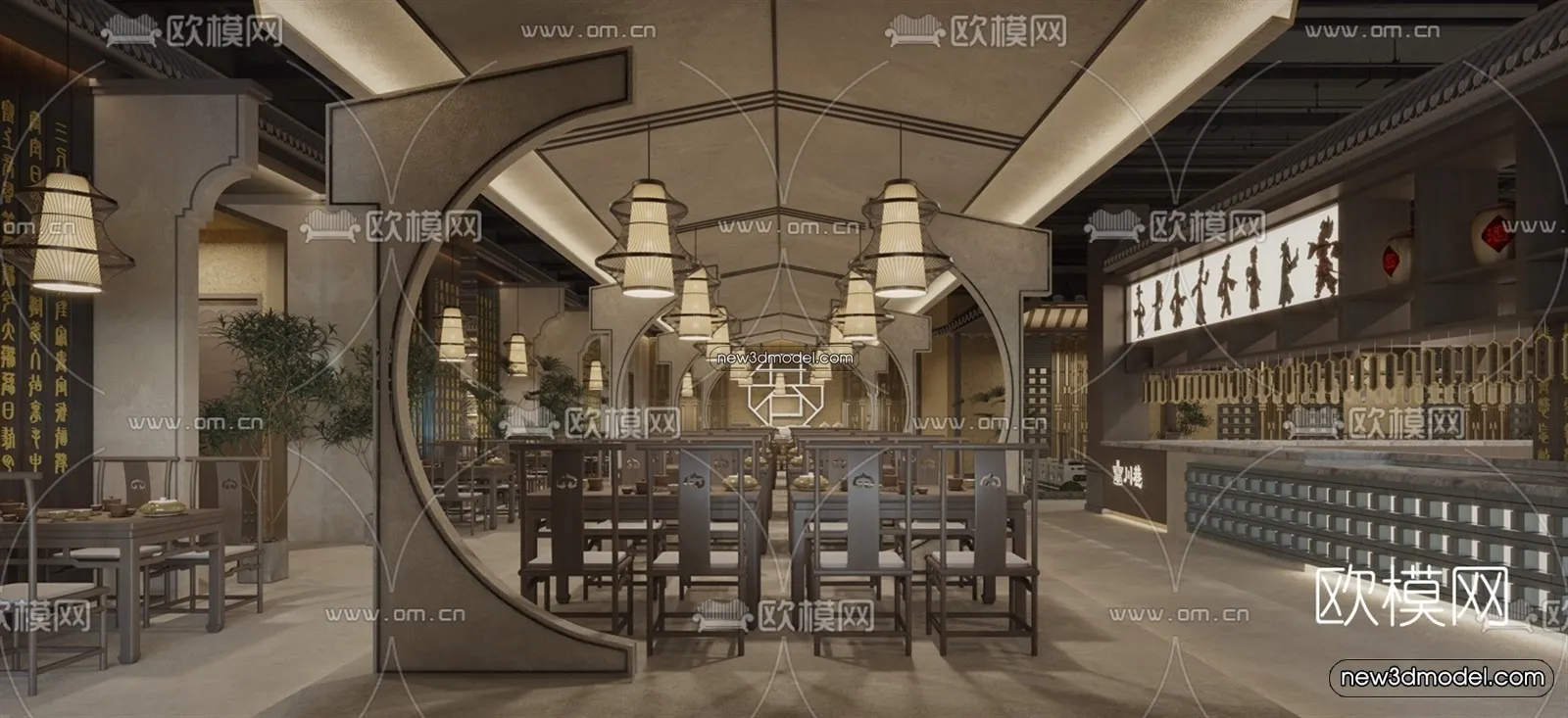 Restaurant and Fastfood 3D Scene – 3D Blocks – 070 – VRAY