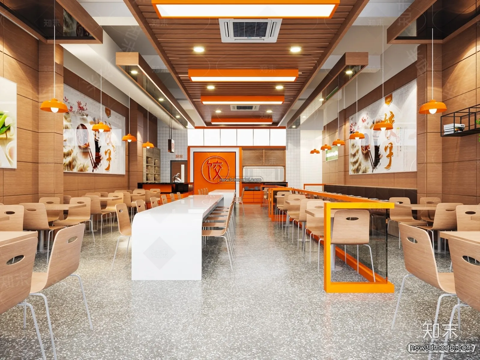 Restaurant and Fastfood 3D Scene – 3D Blocks – 103 – VRAY