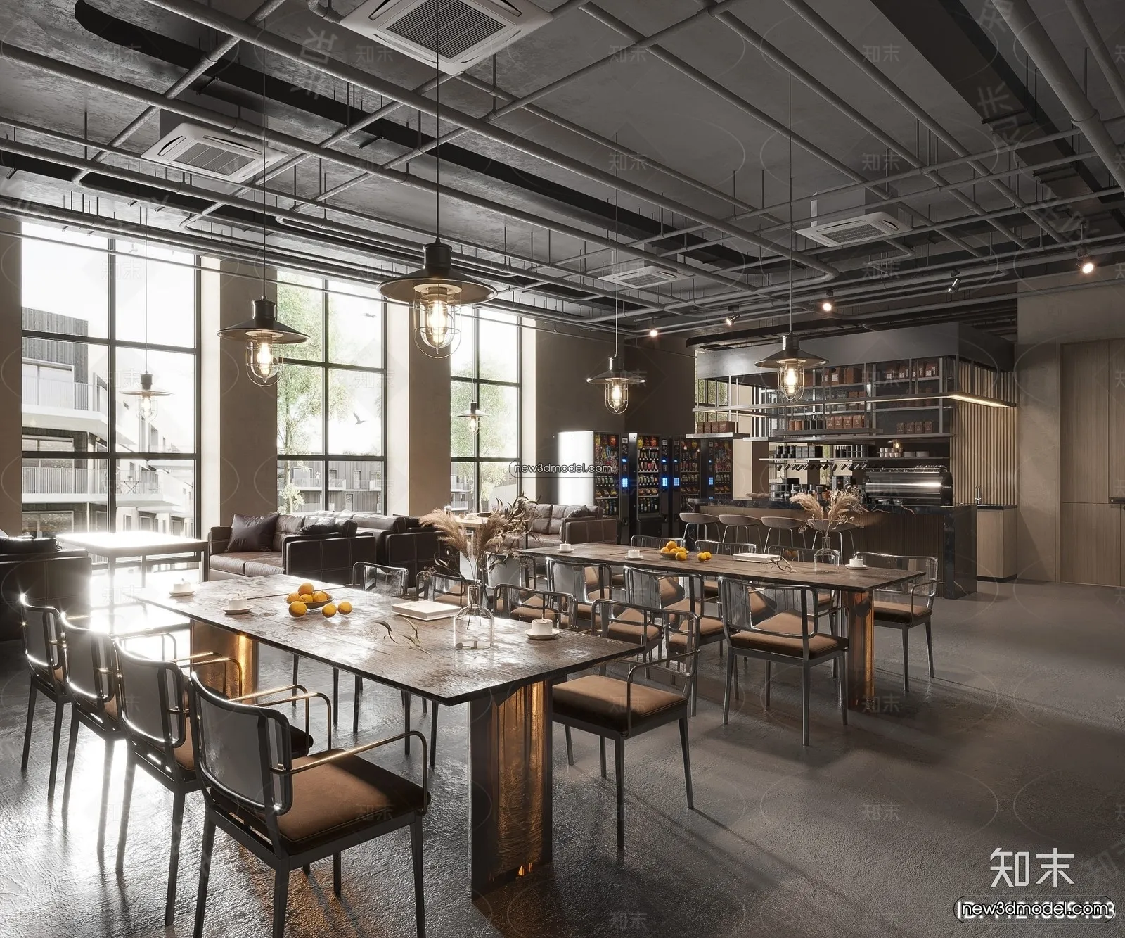 Restaurant and Fastfood 3D Scene – 3D Blocks – 213 – VRAY