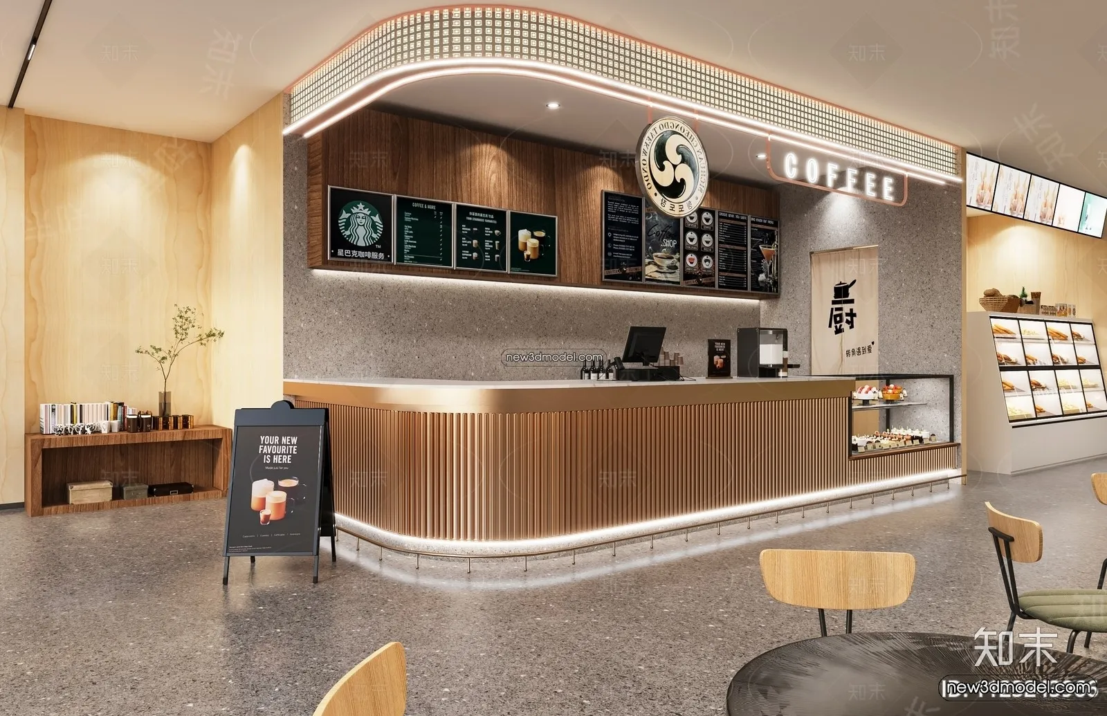 Restaurant and Fastfood 3D Scene – 3D Blocks – 224 – VRAY