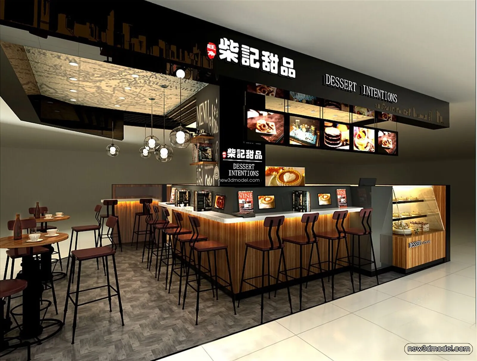 Restaurant and Fastfood 3D Scene – 3D Blocks – 225 – VRAY