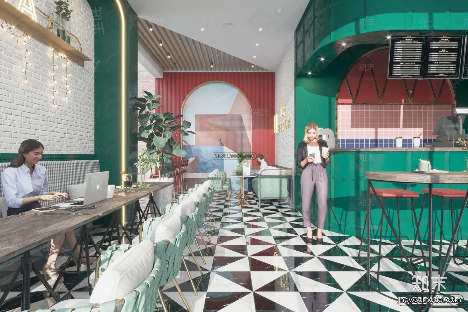 Restaurant and Fastfood 3D Scene – 3D Blocks – 298 – CORONA
