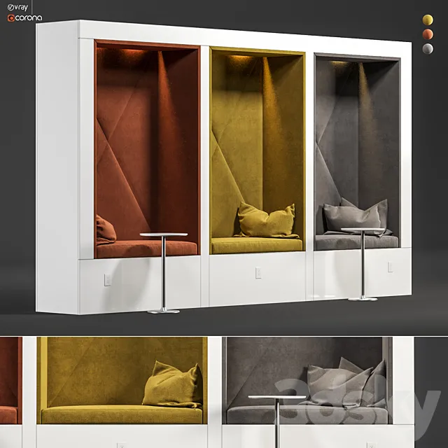 Restaurant and office Lobi Soft Seating-3 3DS Max Model