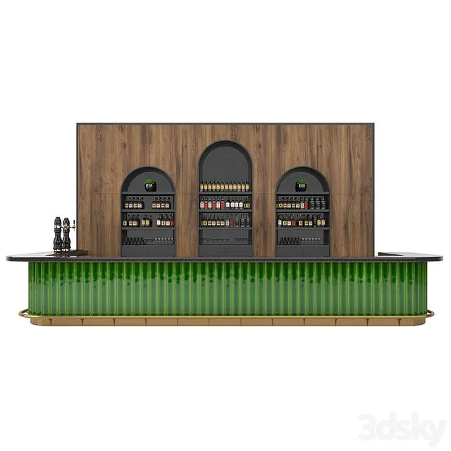 Restaurant Bar Set 01 with Emerald Ceramic tiles 3dsMax Model