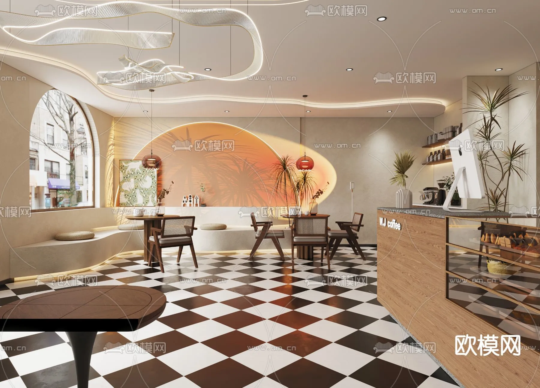 RESTAURANT & COFFEE SHOP – 3D Model For Interior Design – 1117