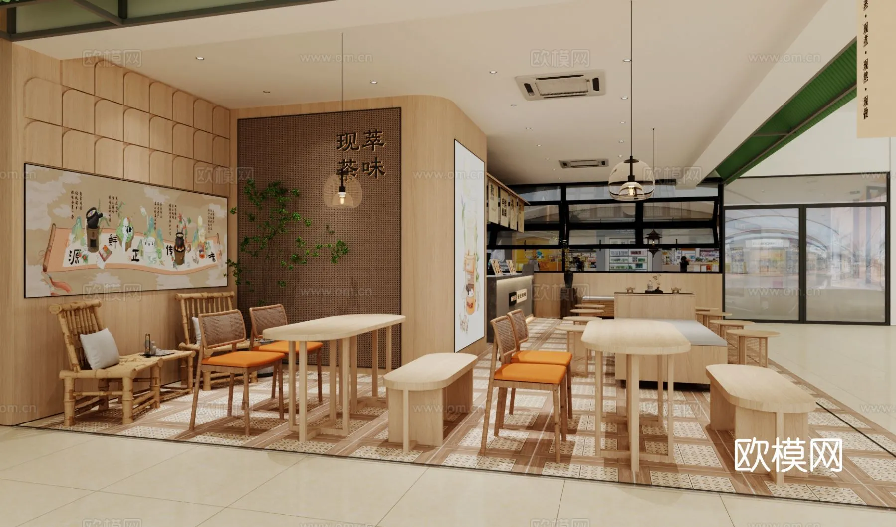 RESTAURANT & COFFEE SHOP – 3D Model For Interior Design – 1185