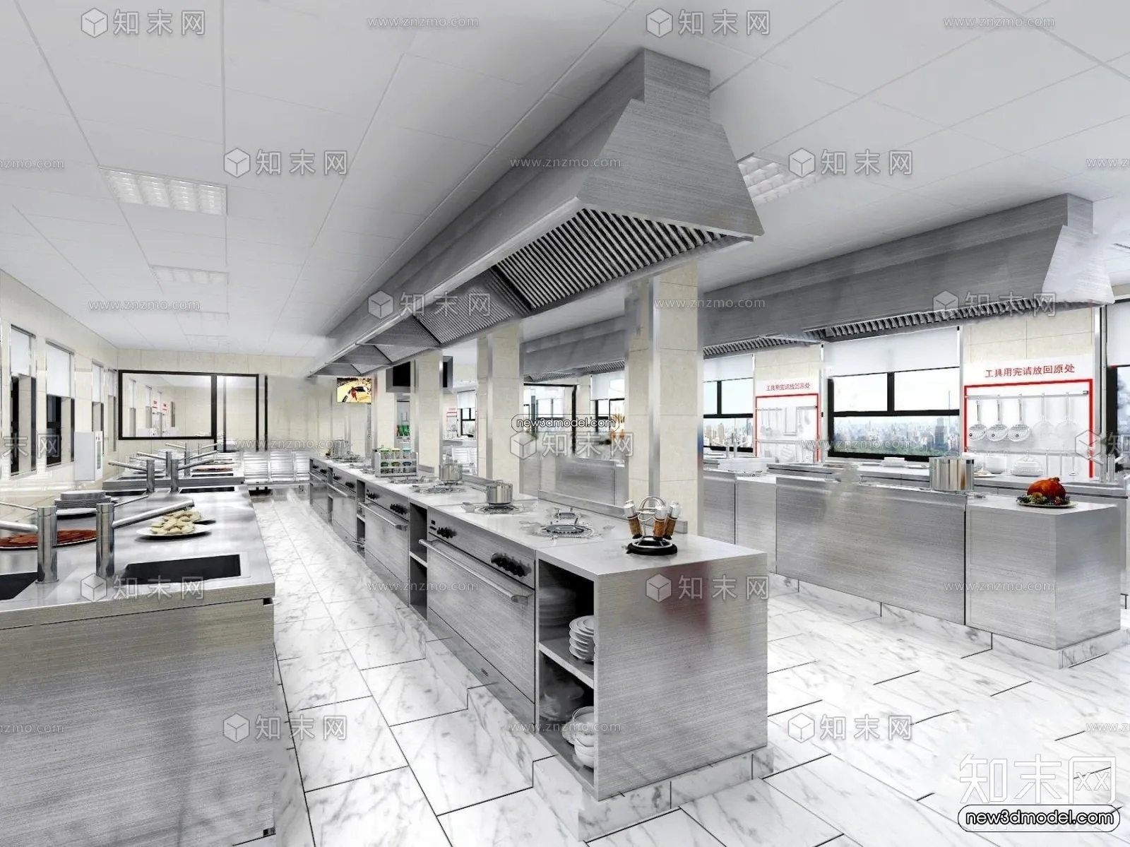 Restaurant Kitchen 3D Models – 3D Scene – 058 – VRAY