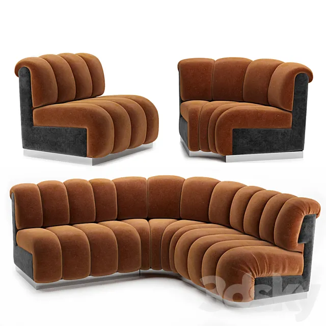 Restaurant modular sofa 3DS Max Model