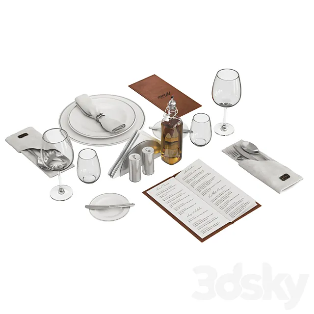 Restaurant table decorative set 3DSMax File