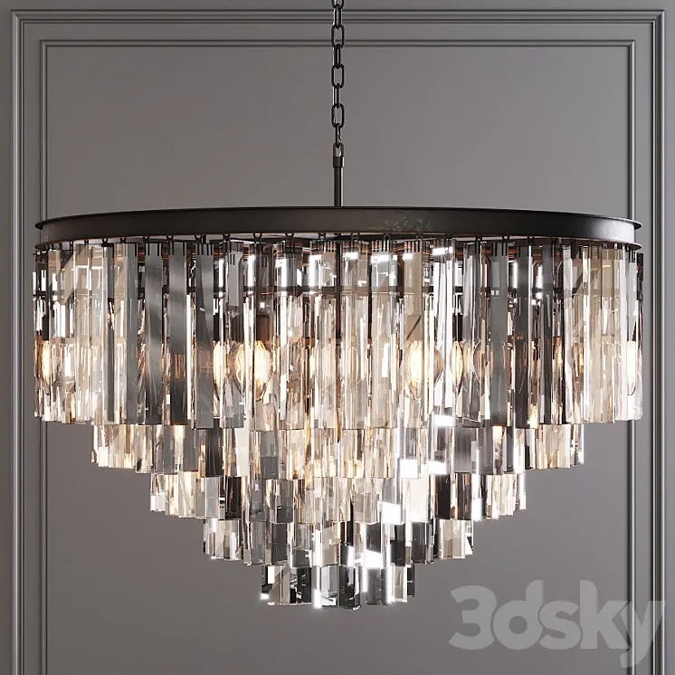Restoration Hardware 1920S ODEON CLEAR GLASS FRINGE 5-TIER CHANDELIER Black 3DS Max