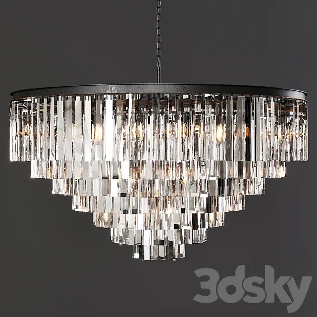 Restoration Hardware 1920S ODEON CLEAR GLASS FRINGE 7-TIER CHANDELIER Black 3ds Max