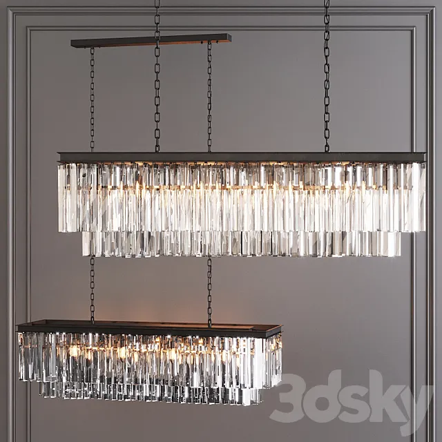 Restoration Hardware 1920S ODEON CLEAR GLASS FRINGE RECTANGULAR CHANDELIER 49 Black 3ds Max