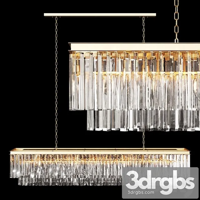 Restoration hardware 1920s odeon clear glass fringe rectangular chandelier 71 brass