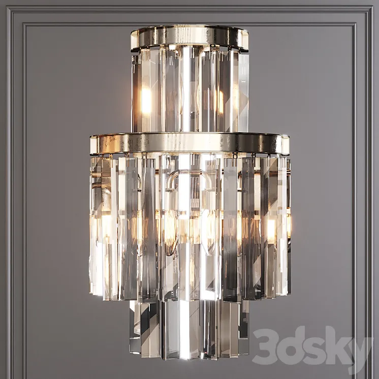 Restoration Hardware 1920S ODEON CLEAR GLASS FRINGE SCONCE 3-TIER Nickel 3DS Max