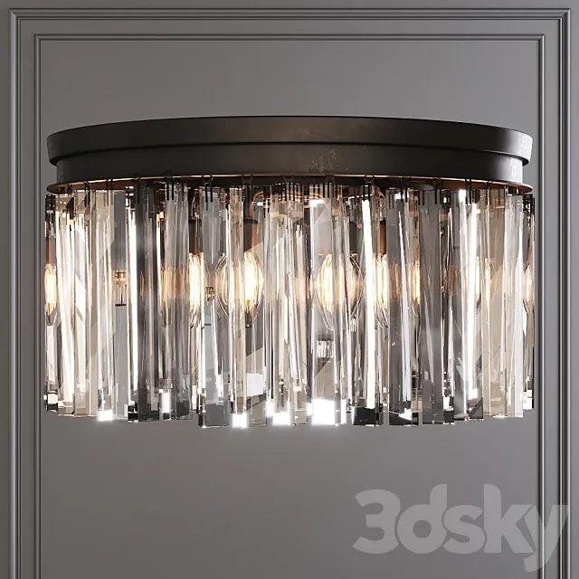 Restoration Hardware 1920S ODEON RHYS CLEAR GLASS PRISM ROUND FLUSHMOUNT 20 Black 3ds Max