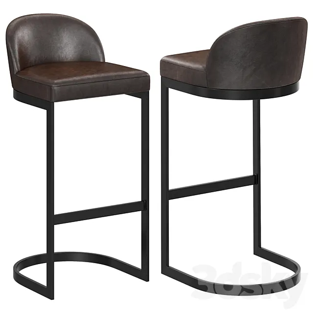 Restoration Hardware 1960s Rome Leather Bar Stool 3ds Max