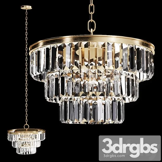 Restoration hardware alaine crystal clear glass 3-tier chandelier brass 3dsmax Download