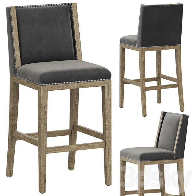 Restoration Hardware Ames Leather Armless Bar Stool 3ds Max