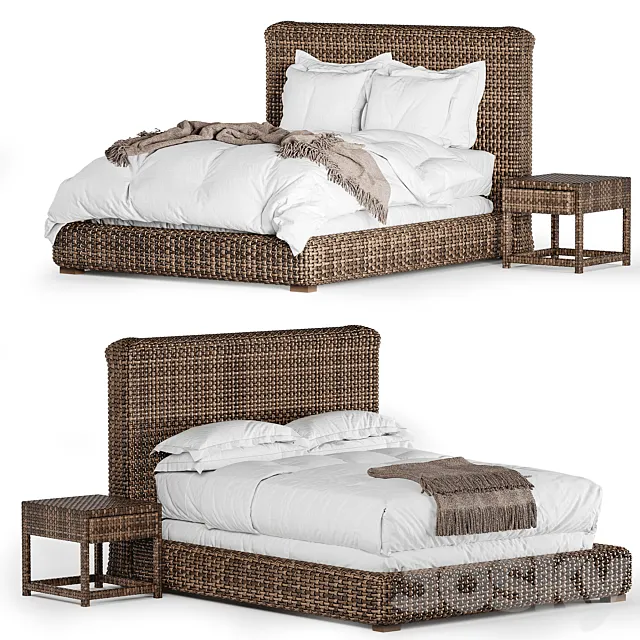 Restoration Hardware Antilles rattan bed 3ds Max