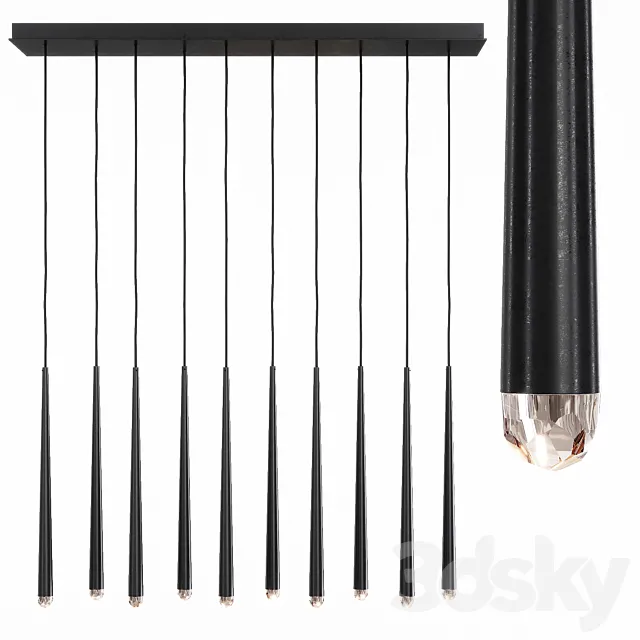 Restoration Hardware AQUITAINE LINEAR CHANDELIER 48 Black 3ds Max