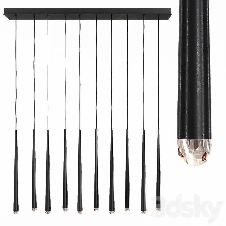 Restoration Hardware AQUITAINE LINEAR CHANDELIER 48 Black 3DS Max