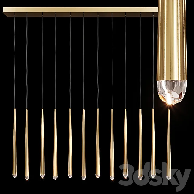 Restoration Hardware AQUITAINE LINEAR CHANDELIER 60 Brass 3ds Max