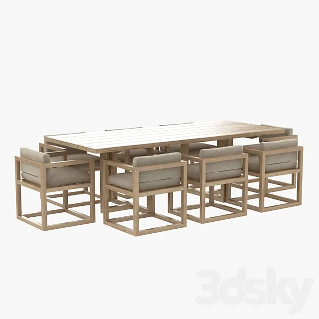 restoration hardware aviara armchair and dining table 3ds Max