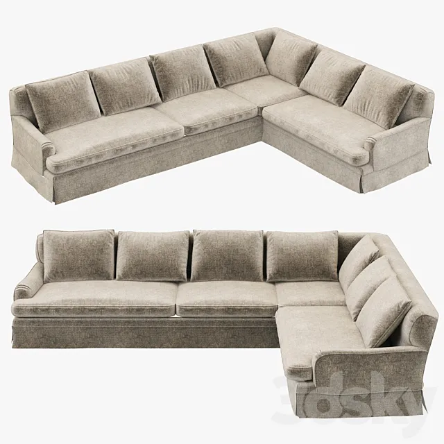 Restoration Hardware Belgian Classic Roll Arm Slipcovered Right-Arm L-Sectional 3DSMax File