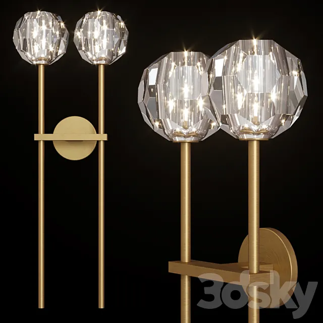 Restoration Hardware BOULE DE CRISTAL GRAND DOUBLE SCONCE Brass 3DS Max Model