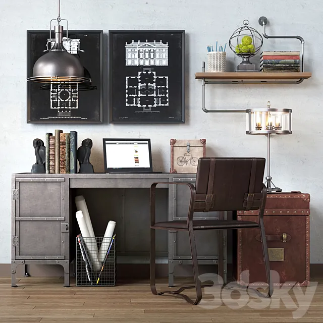 Restoration hardware cabinet decor set_vol6 3ds Max