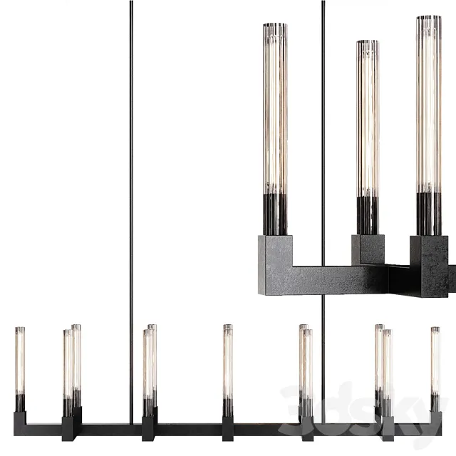 Restoration Hardware CANNELE LINEAR CHANDELIER 67 Black 3DS Max Model