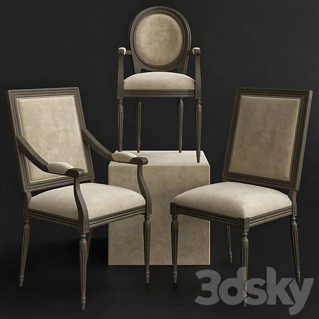 Restoration Hardware Classic Upholstered Chairs 3DS Max Model