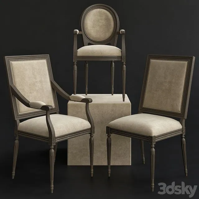 Restoration Hardware Classic Upholstered Chairs 3dsMax Model