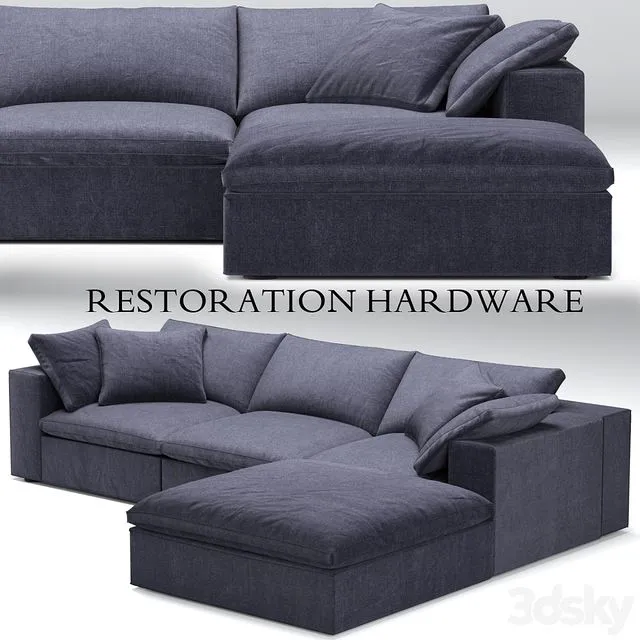 Restoration Hardware Cloud Modular blue sofa 3dsMax Model