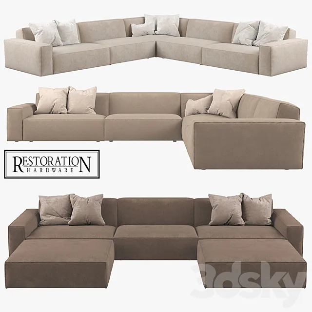 Restoration Hardware – Como Modular Fabric Sofas 3ds Max