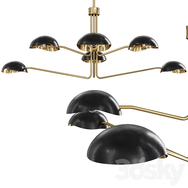 Restoration Hardware CONVESSI CHANDELIER ROUND 60 Black and Brass 3DSMax File