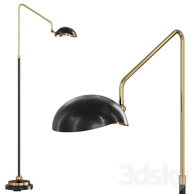 Restoration Hardware CONVESSI FLOOR LAMP Black and Brass 3DSMax File