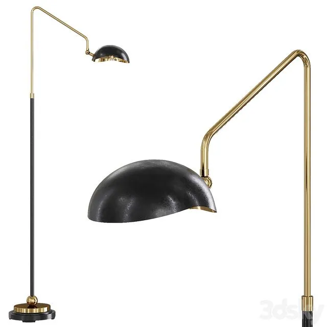 Restoration Hardware CONVESSI FLOOR LAMP Black and Brass 3dsMax Model