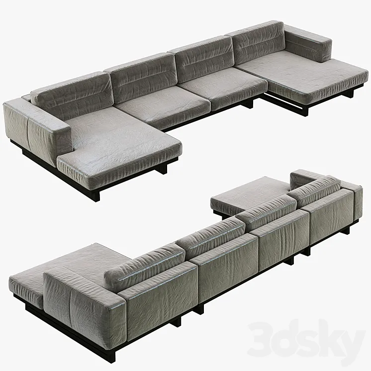Restoration Hardware Durrell Leather U-Chaise Sectional 3DS Max