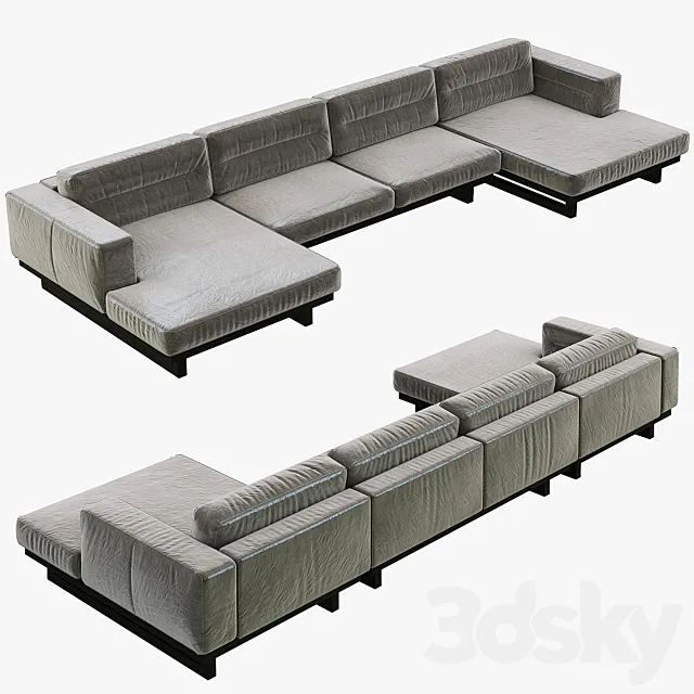 Restoration Hardware Durrell Leather U-Chaise Sectional 3DSMax File