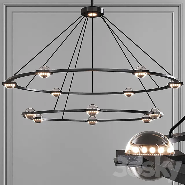 Restoration Hardware ECLATANT ROUND 2-TIER CHANDELIER 60 Black 3ds Max