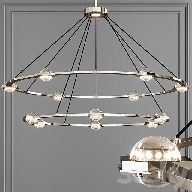 Restoration Hardware ECLATANT ROUND 2-TIER CHANDELIER 60 Nickel 3DS Max Model