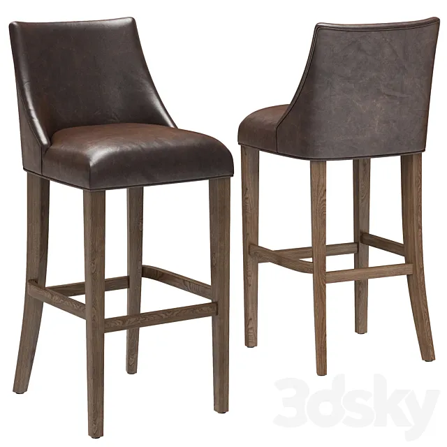 Restoration Hardware Ella Leather Armless Stool 3DS Max Model